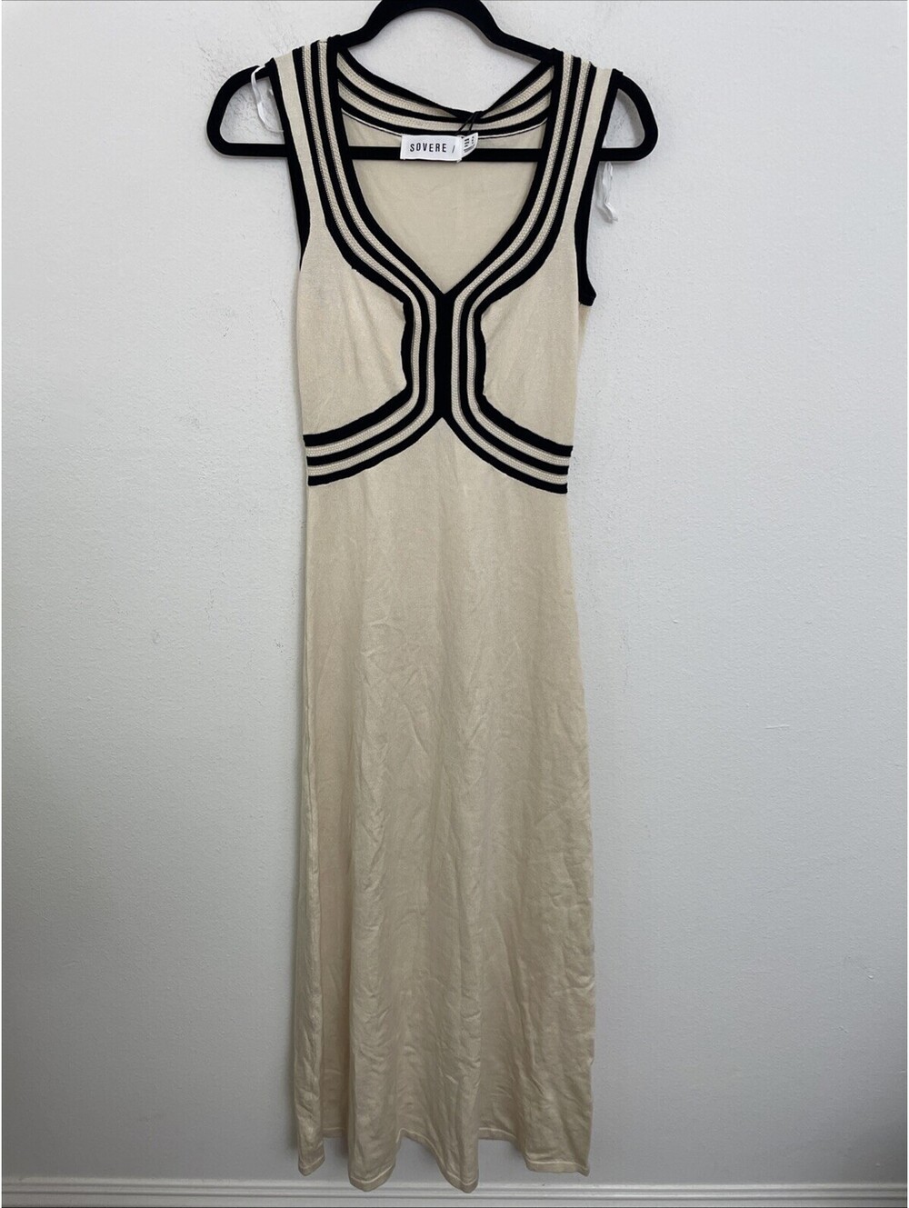 Sovere Swell Knit Long Dress  sleevless black beige size M NWT $219msrp - Picture 3 of 9